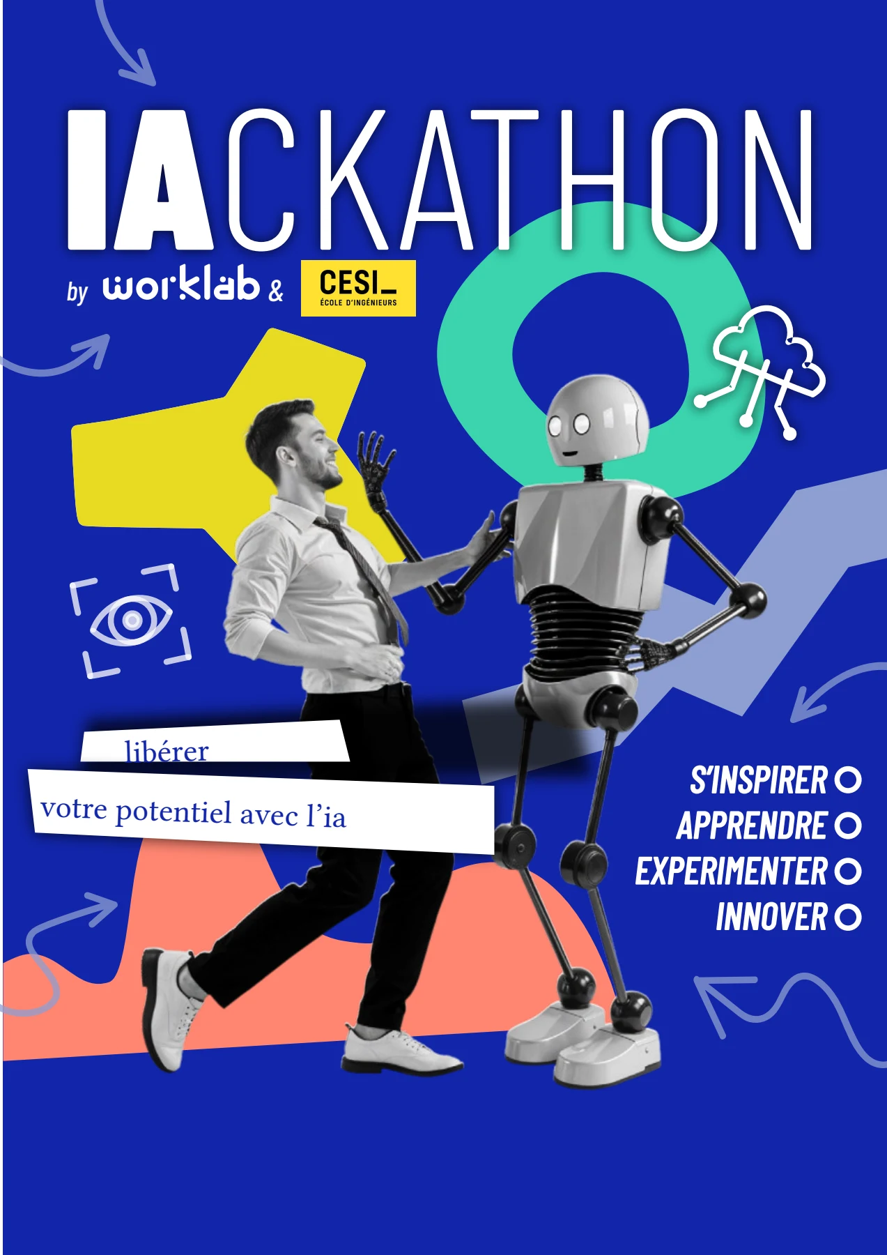 Affiche IAckathon WORKLAB et CESI : libérer votre potentiel avec l’IA